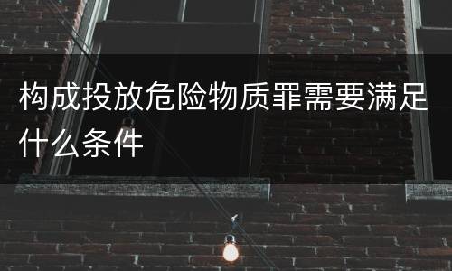构成投放危险物质罪需要满足什么条件