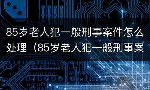 85岁老人犯一般刑事案件怎么处理（85岁老人犯一般刑事案件怎么处理好）