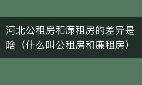 河北公租房和廉租房的差异是啥（什么叫公租房和廉租房）
