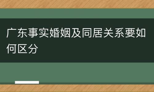 广东事实婚姻及同居关系要如何区分