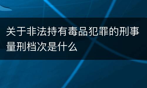 关于非法持有毒品犯罪的刑事量刑档次是什么