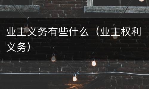 业主义务有些什么（业主权利义务）