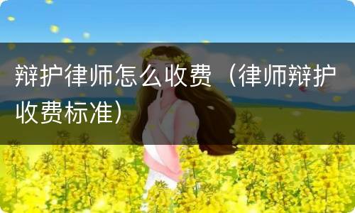 辩护律师怎么收费（律师辩护收费标准）