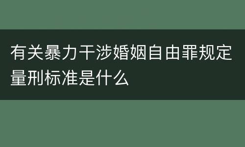 有关暴力干涉婚姻自由罪规定量刑标准是什么
