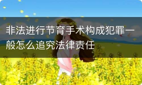 非法进行节育手术构成犯罪一般怎么追究法律责任