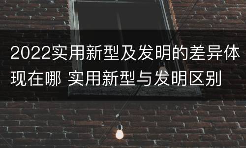2022实用新型及发明的差异体现在哪 实用新型与发明区别