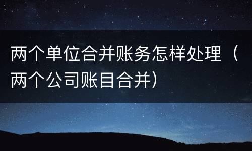 两个单位合并账务怎样处理（两个公司账目合并）