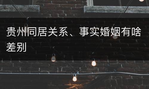 贵州同居关系、事实婚姻有啥差别