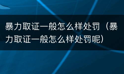 暴力取证一般怎么样处罚（暴力取证一般怎么样处罚呢）
