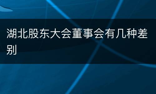 湖北股东大会董事会有几种差别