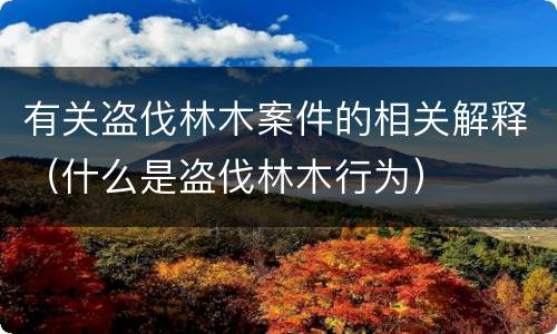 有关盗伐林木案件的相关解释（什么是盗伐林木行为）