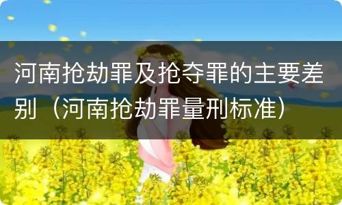 河南抢劫罪及抢夺罪的主要差别（河南抢劫罪量刑标准）