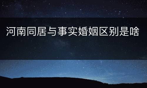 河南同居与事实婚姻区别是啥