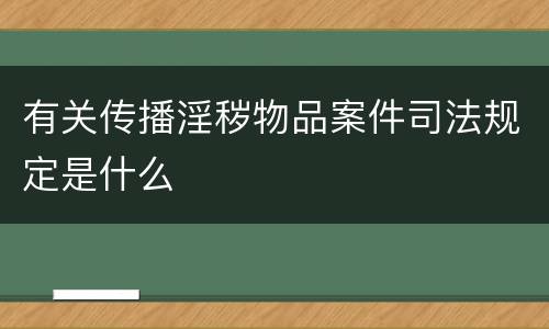 有关传播淫秽物品案件司法规定是什么