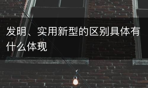 发明、实用新型的区别具体有什么体现