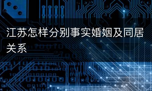 江苏怎样分别事实婚姻及同居关系