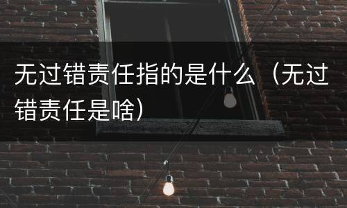 无过错责任指的是什么（无过错责任是啥）