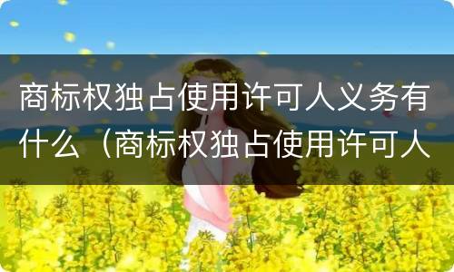 商标权独占使用许可人义务有什么（商标权独占使用许可人义务有什么条件）