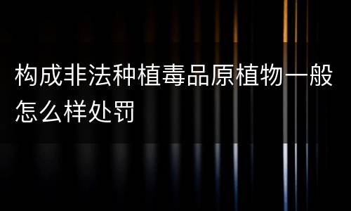 构成非法种植毒品原植物一般怎么样处罚