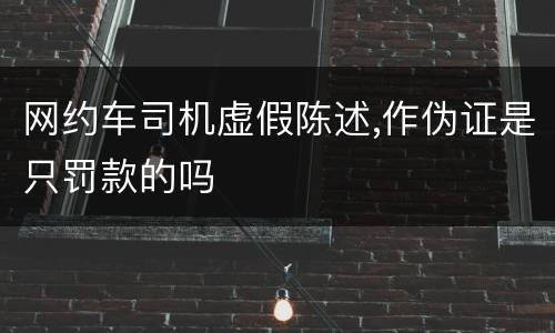 网约车司机虚假陈述,作伪证是只罚款的吗
