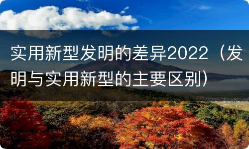 实用新型发明的差异2022（发明与实用新型的主要区别）