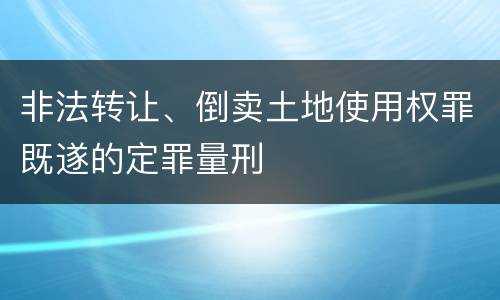 非法转让、倒卖土地使用权罪既遂的定罪量刑