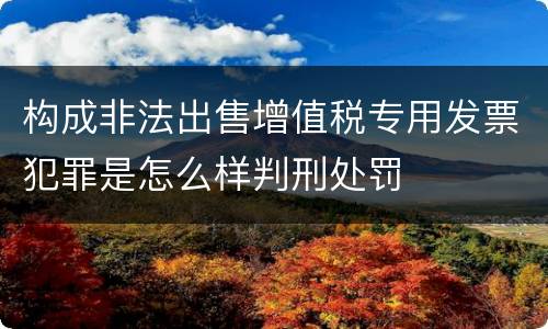 构成非法出售增值税专用发票犯罪是怎么样判刑处罚