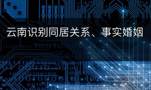 云南识别同居关系、事实婚姻