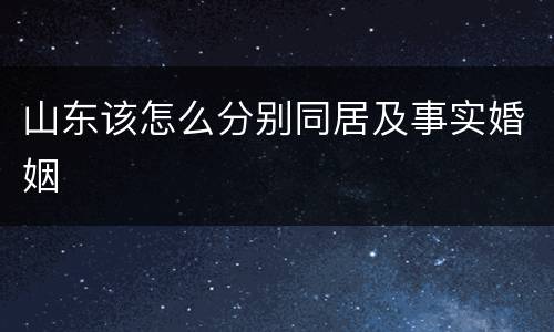 山东该怎么分别同居及事实婚姻