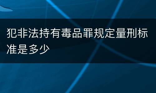 犯非法持有毒品罪规定量刑标准是多少
