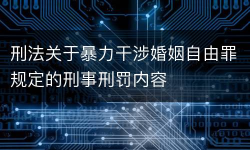 刑法关于暴力干涉婚姻自由罪规定的刑事刑罚内容