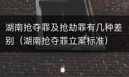 湖南抢夺罪及抢劫罪有几种差别（湖南抢夺罪立案标准）