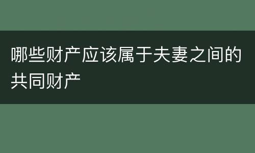 哪些财产应该属于夫妻之间的共同财产