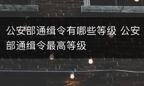 公安部通缉令有哪些等级 公安部通缉令最高等级