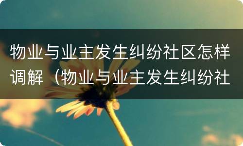 物业与业主发生纠纷社区怎样调解（物业与业主发生纠纷社区怎样调解责任）