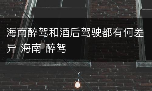 海南醉驾和酒后驾驶都有何差异 海南 醉驾
