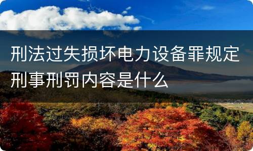 刑法过失损坏电力设备罪规定刑事刑罚内容是什么