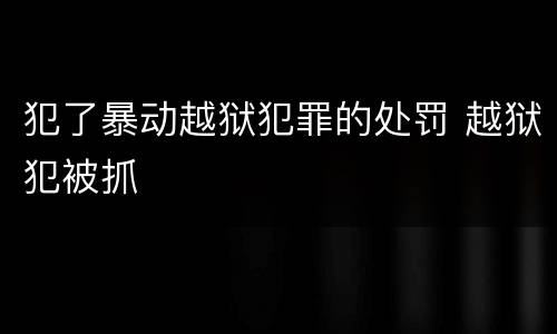 犯了暴动越狱犯罪的处罚 越狱犯被抓