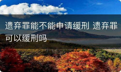遗弃罪能不能申请缓刑 遗弃罪可以缓刑吗
