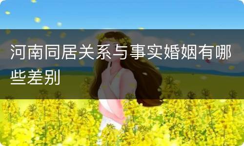 河南同居关系与事实婚姻有哪些差别