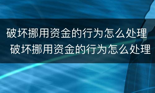 破坏挪用资金的行为怎么处理 破坏挪用资金的行为怎么处理好