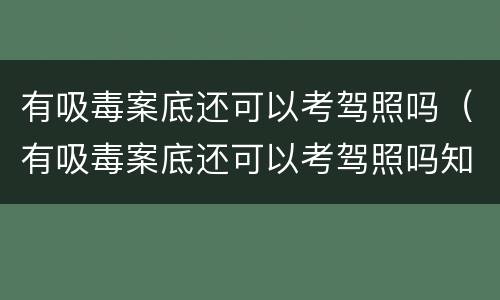 有吸毒案底还可以考驾照吗（有吸毒案底还可以考驾照吗知乎）