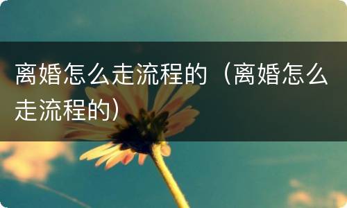 离婚怎么走流程的（离婚怎么走流程的）