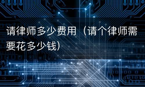 请律师多少费用（请个律师需要花多少钱）