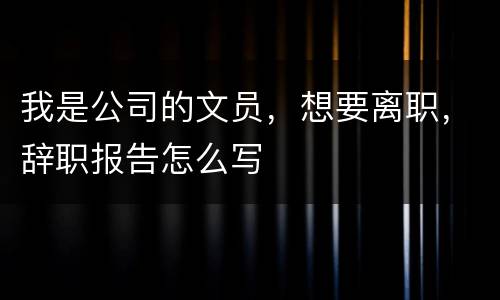 我是公司的文员，想要离职，辞职报告怎么写