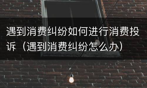 遇到消费纠纷如何进行消费投诉（遇到消费纠纷怎么办）