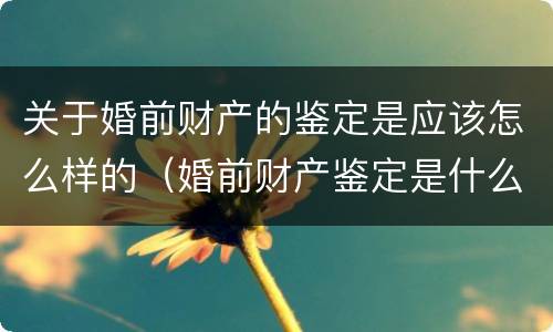 关于婚前财产的鉴定是应该怎么样的（婚前财产鉴定是什么意思）
