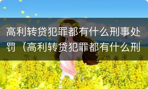 高利转贷犯罪都有什么刑事处罚（高利转贷犯罪都有什么刑事处罚案件）