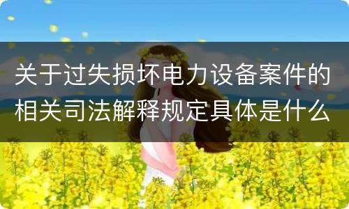 关于过失损坏电力设备案件的相关司法解释规定具体是什么
