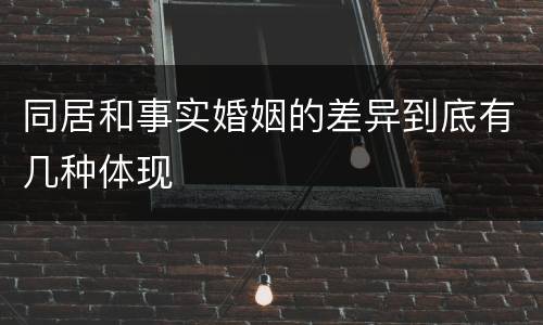 同居和事实婚姻的差异到底有几种体现
